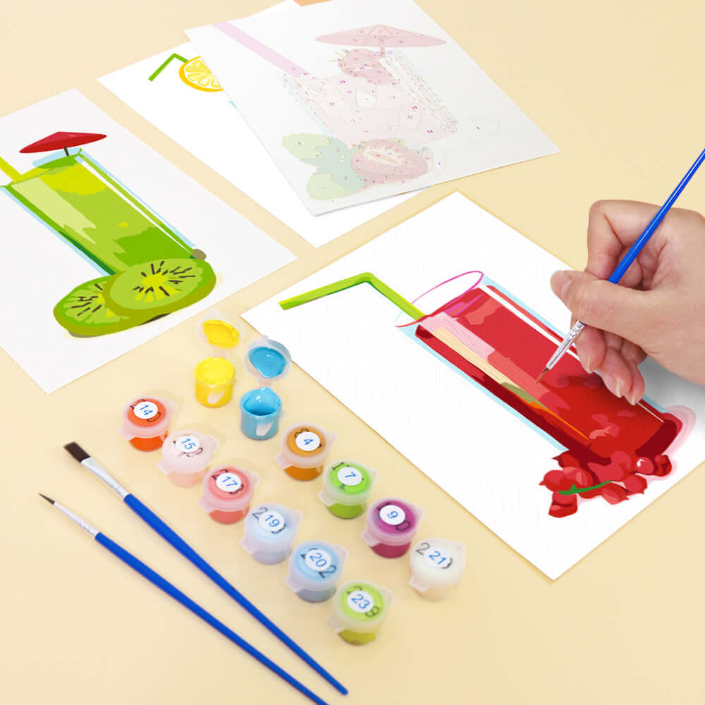 Tropical Sips (Set of 6) -  Paint by Numbers Kit for Adults -  Portrait By Numbers