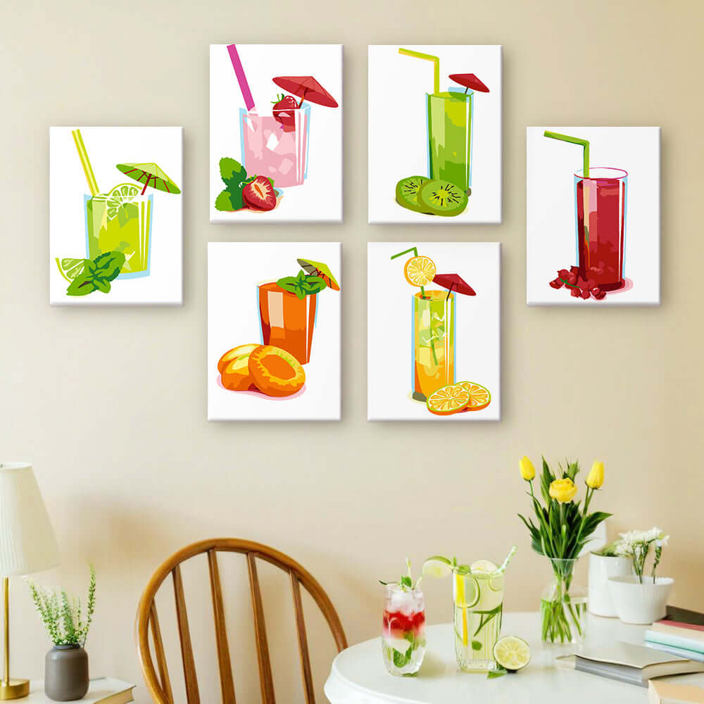 Tropical Sips (Set of 6) -  Paint by Numbers Kit for Adults -  Portrait By Numbers