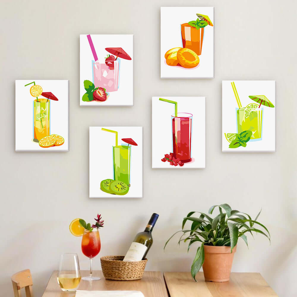 Tropical Sips (Set of 6) -  Paint by Numbers Kit for Adults -  Portrait By Numbers