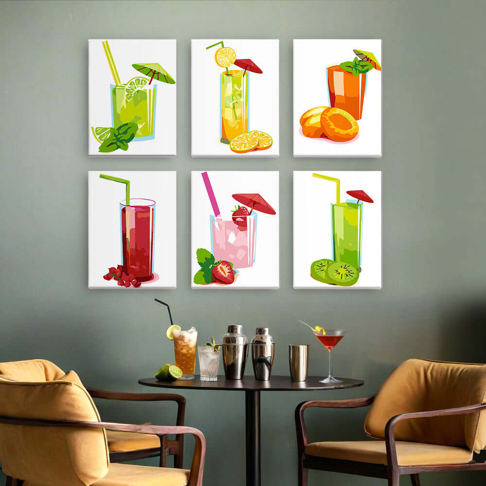 Tropical Sips (Set of 6) -  Paint by Numbers Kit for Adults -  Portrait By Numbers