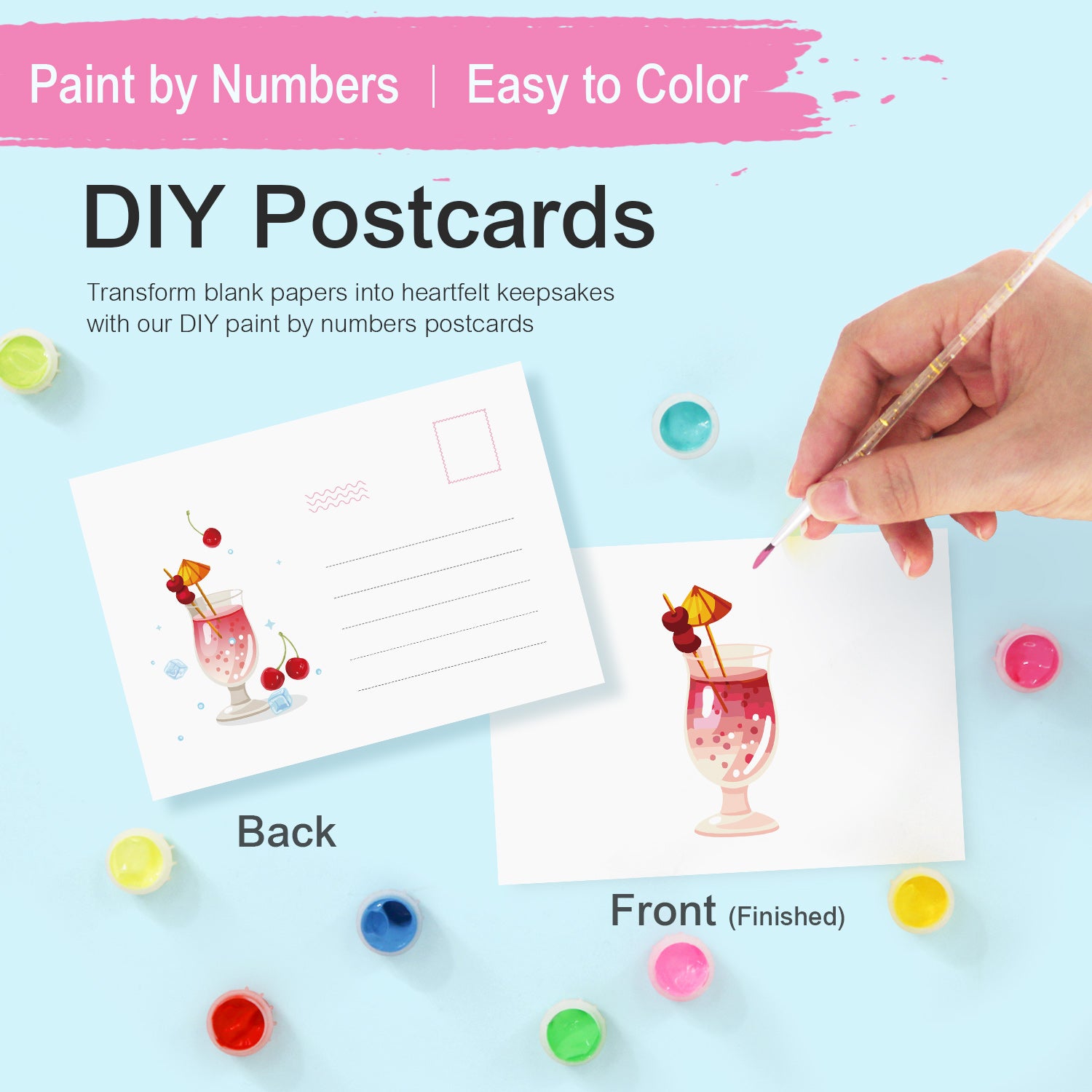 Tropical Spirits Poster Cards Set -  Paint by Numbers Kit for Adults -  Portrait By Numbers