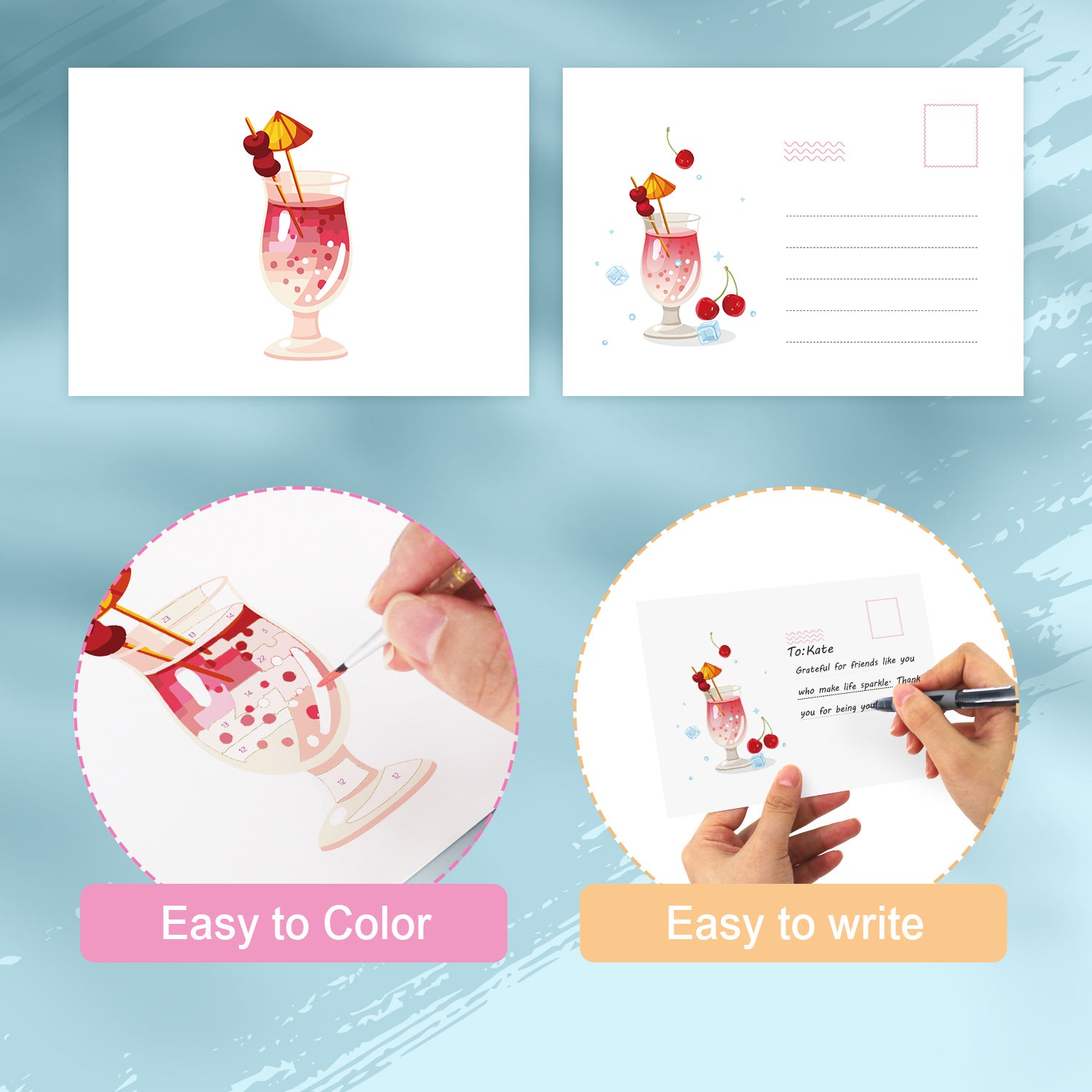 Tropical Spirits Poster Cards Set -  Paint by Numbers Kit for Adults -  Portrait By Numbers