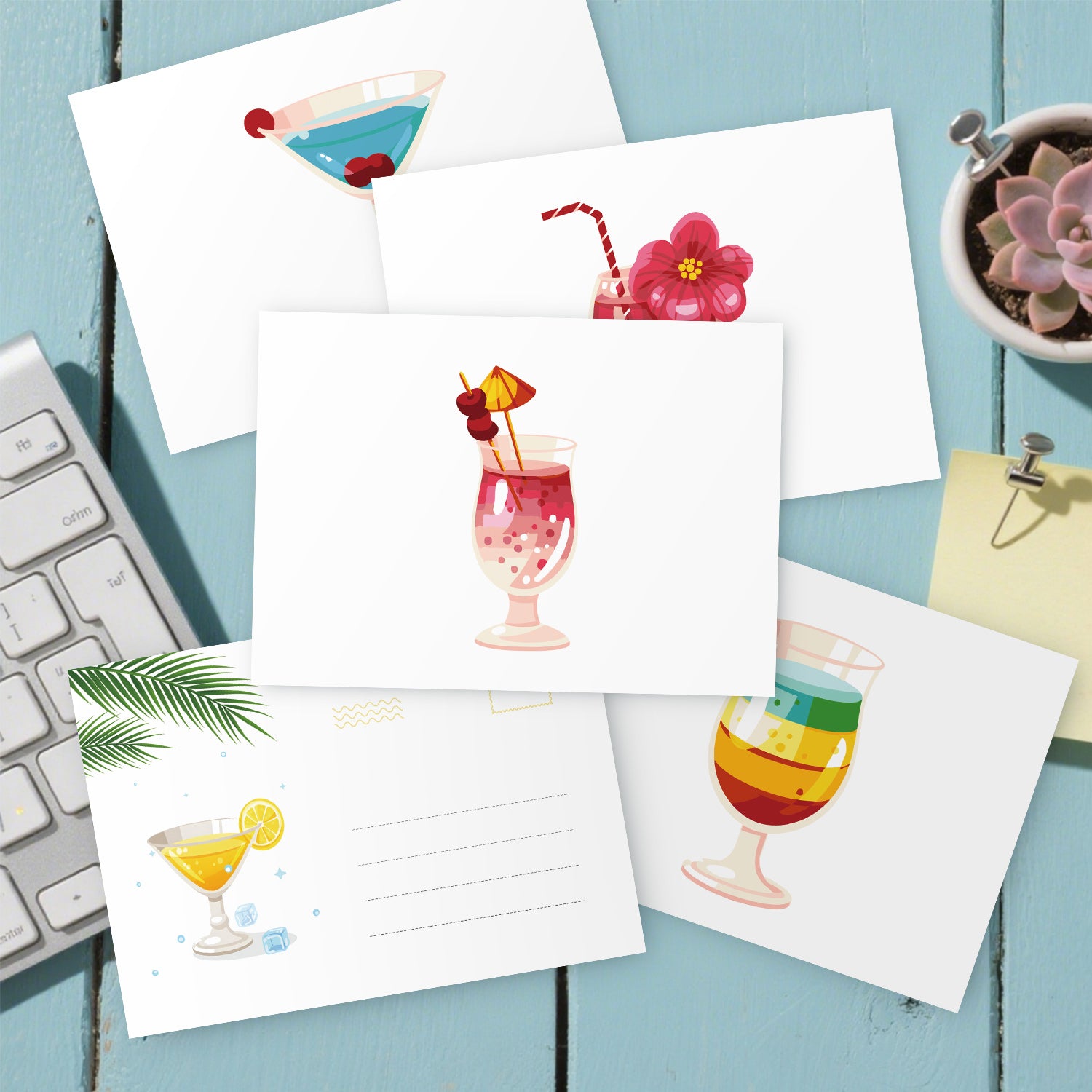 Tropical Spirits Poster Cards Set -  Paint by Numbers Kit for Adults -  Portrait By Numbers