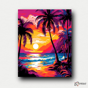 Tropical Sundown Palms -  Paint by Numbers Kit for Adults -  Portrait By Numbers