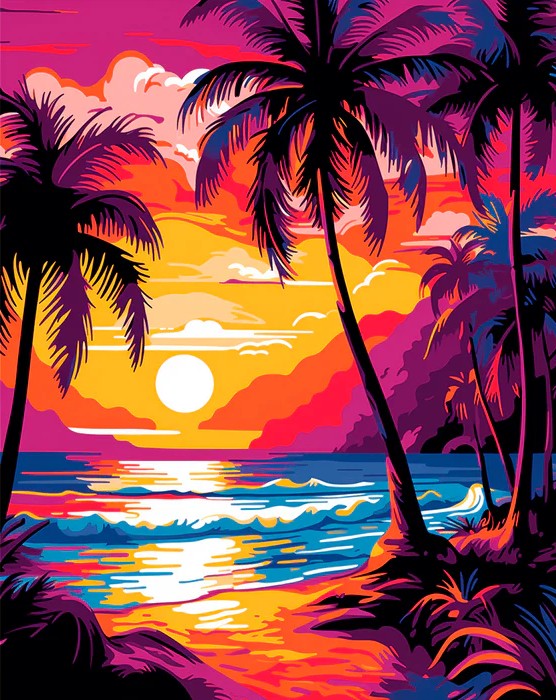 Tropical Sundown Palms