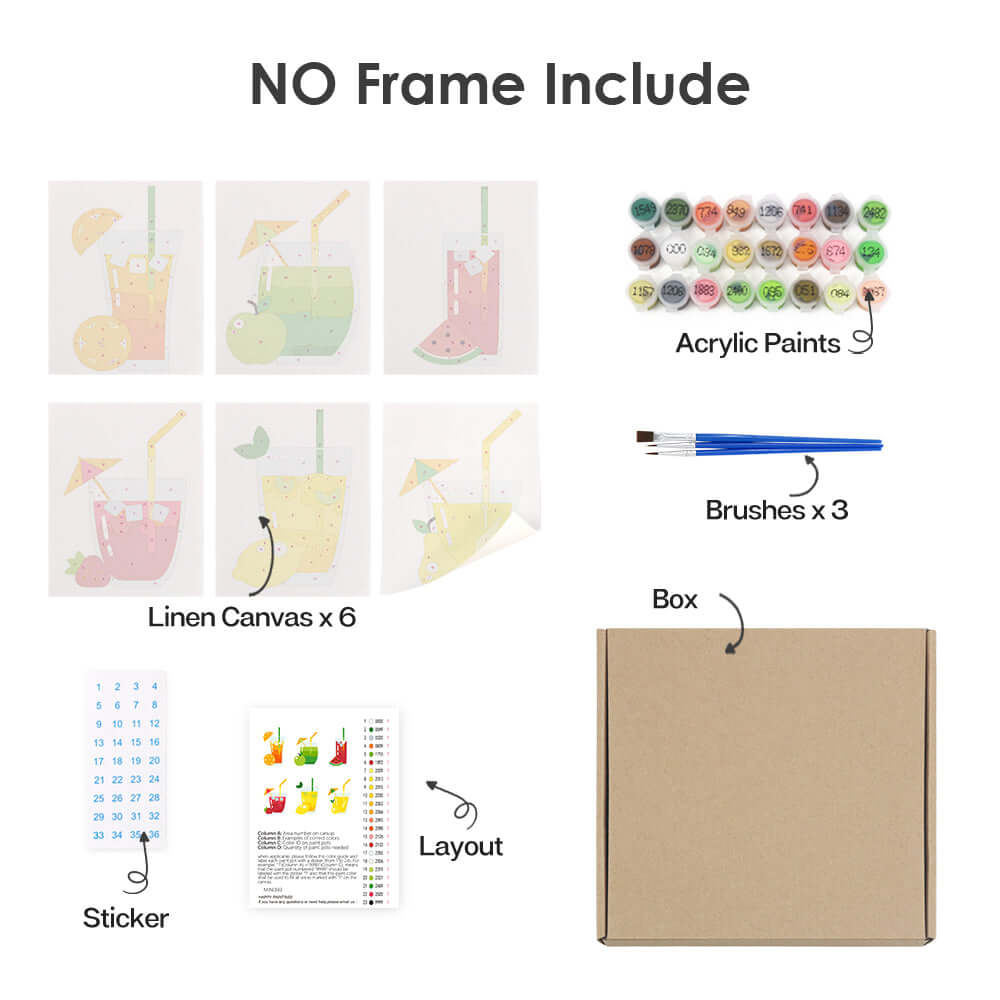 Tropical Twist (Set of 6) -  Paint by Numbers Kit for Adults -  Portrait By Numbers