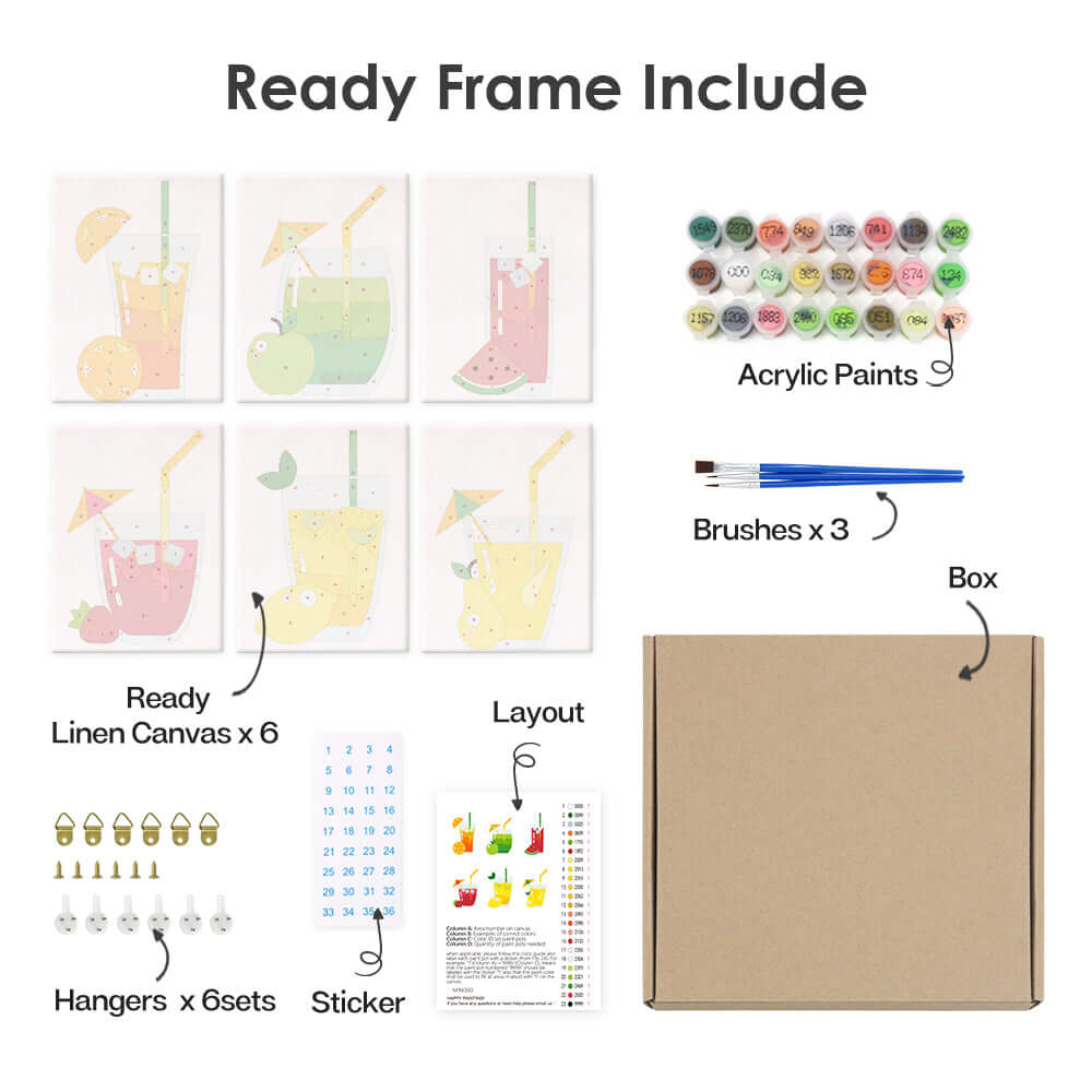 Tropical Twist (Set of 6) -  Paint by Numbers Kit for Adults -  Portrait By Numbers