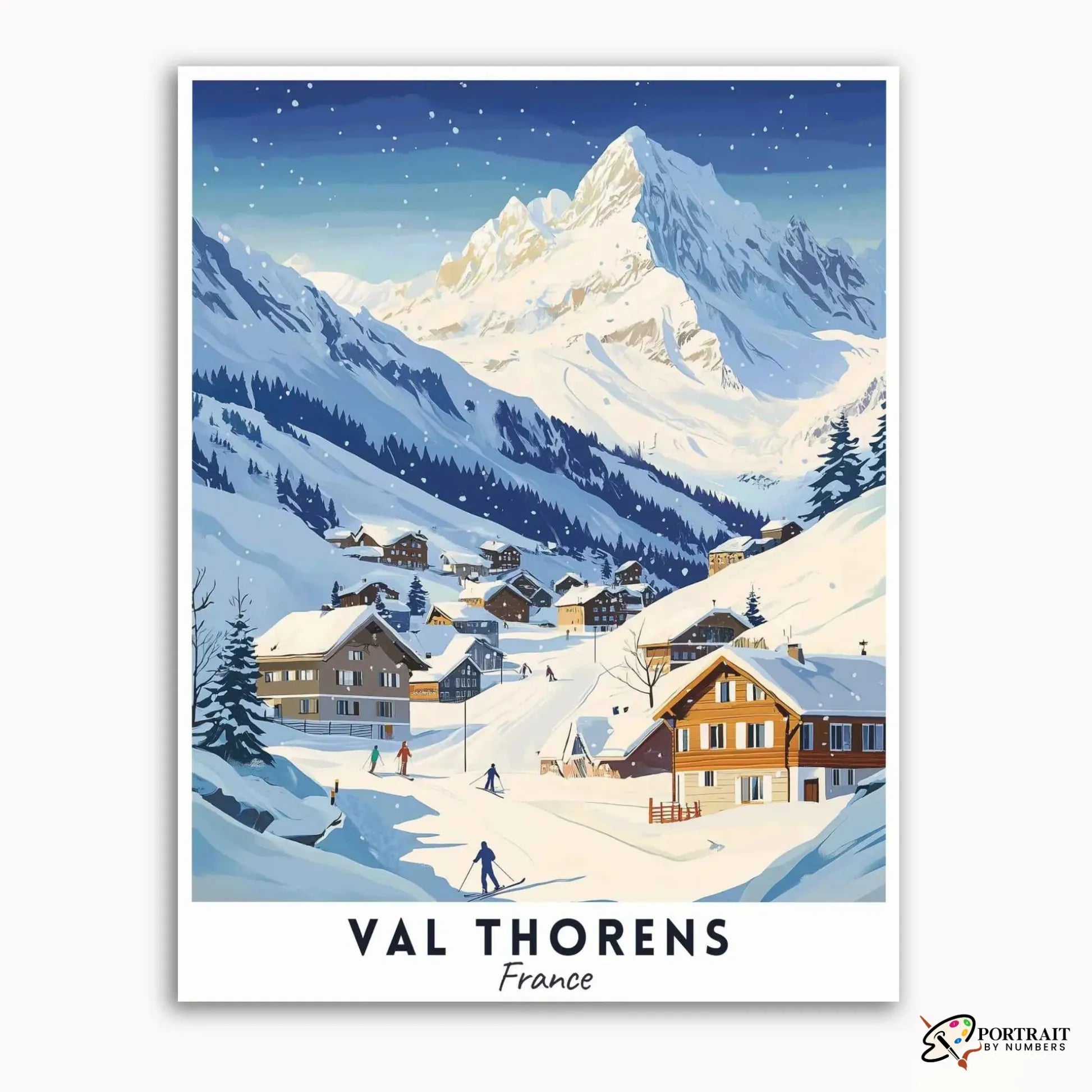Val Thorens - Travel Poster -  Paint by Numbers Kit for Adults -  Portrait By Numbers