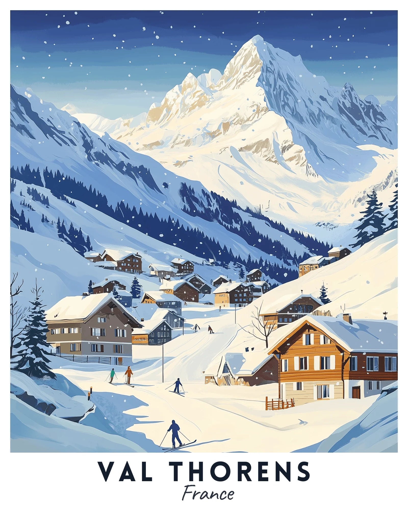Val Thorens - Travel Poster -  Paint by Numbers Kit for Adults -  Portrait By Numbers