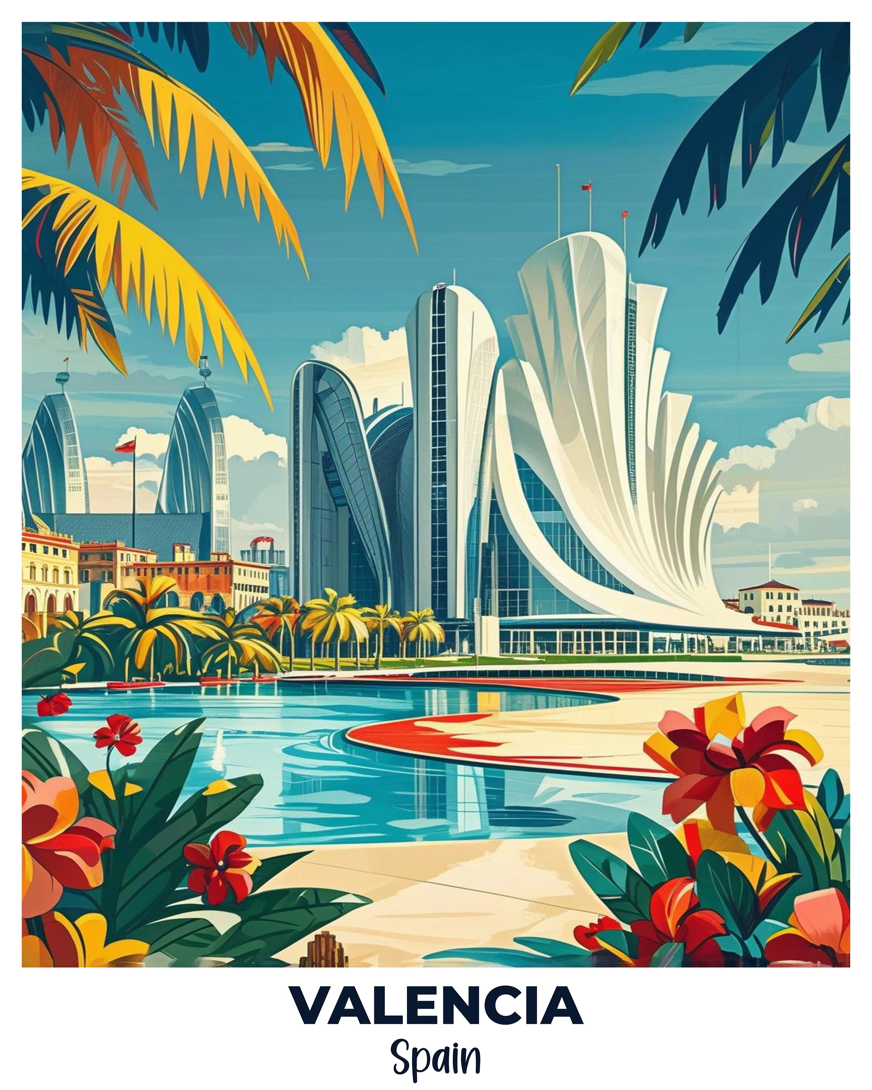 Valencia Travel Poster -  Paint by Numbers Kit for Adults -  Portrait By Numbers