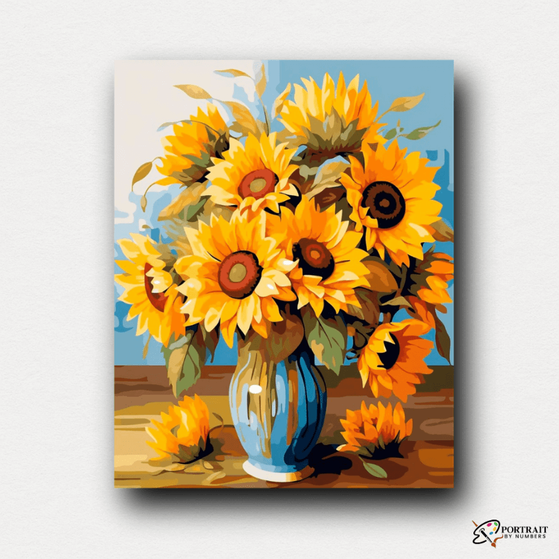 Vase of Golden Blooms -  Paint by numbers -  Portrait By Numbers