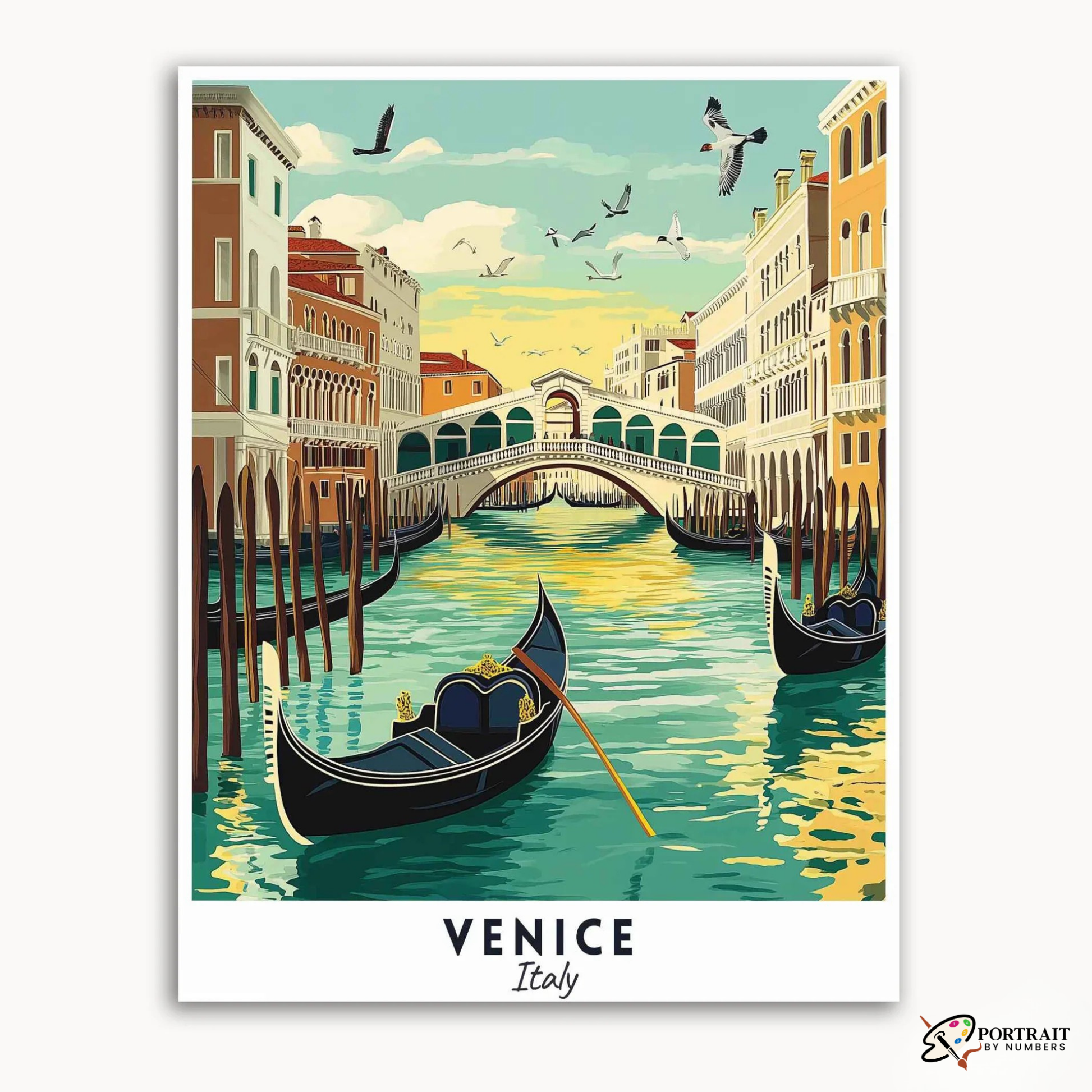 Venice Travel Poster -  Paint by Numbers Kit for Adults -  Portrait By Numbers
