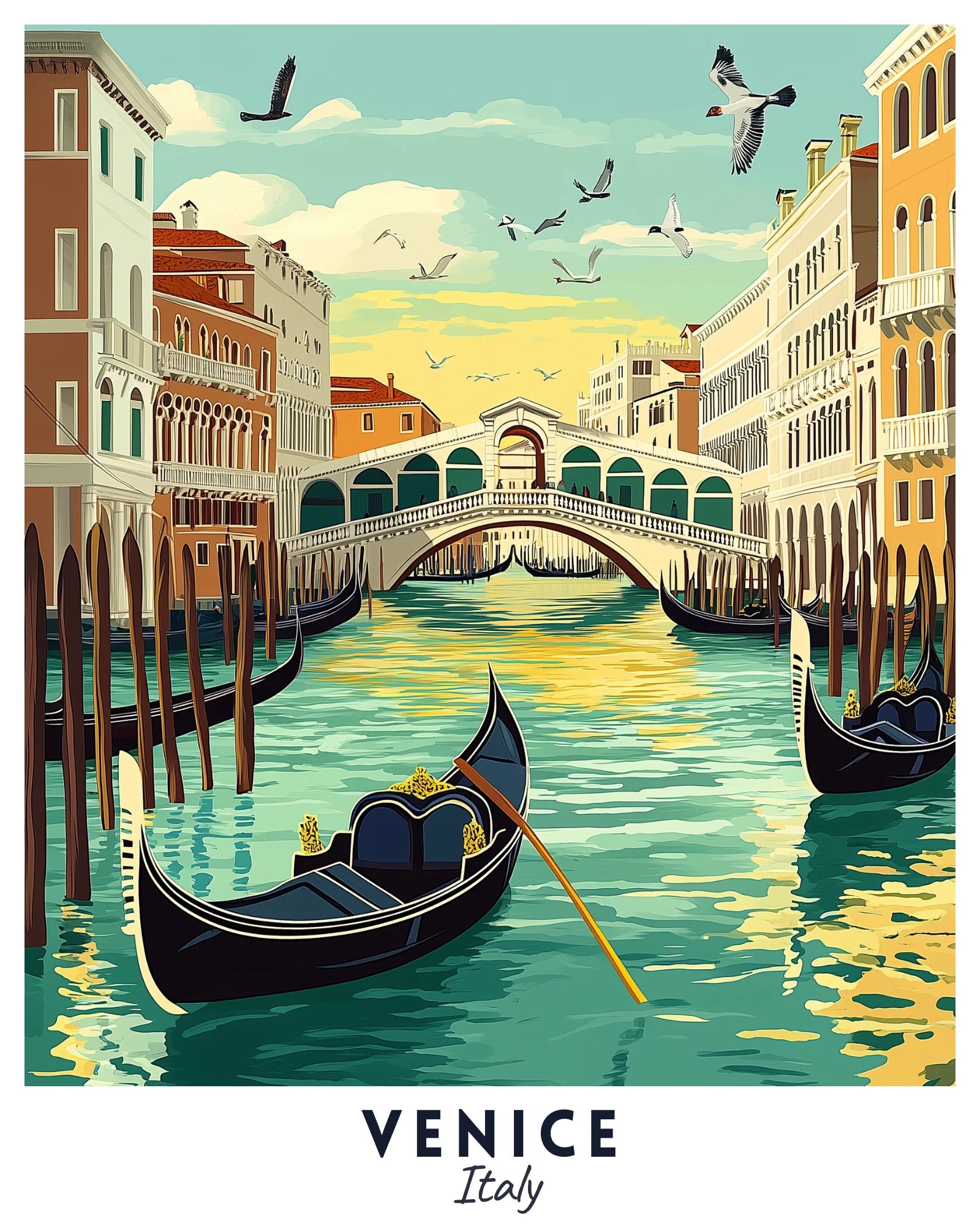 Venice Travel Poster -  Paint by Numbers Kit for Adults -  Portrait By Numbers