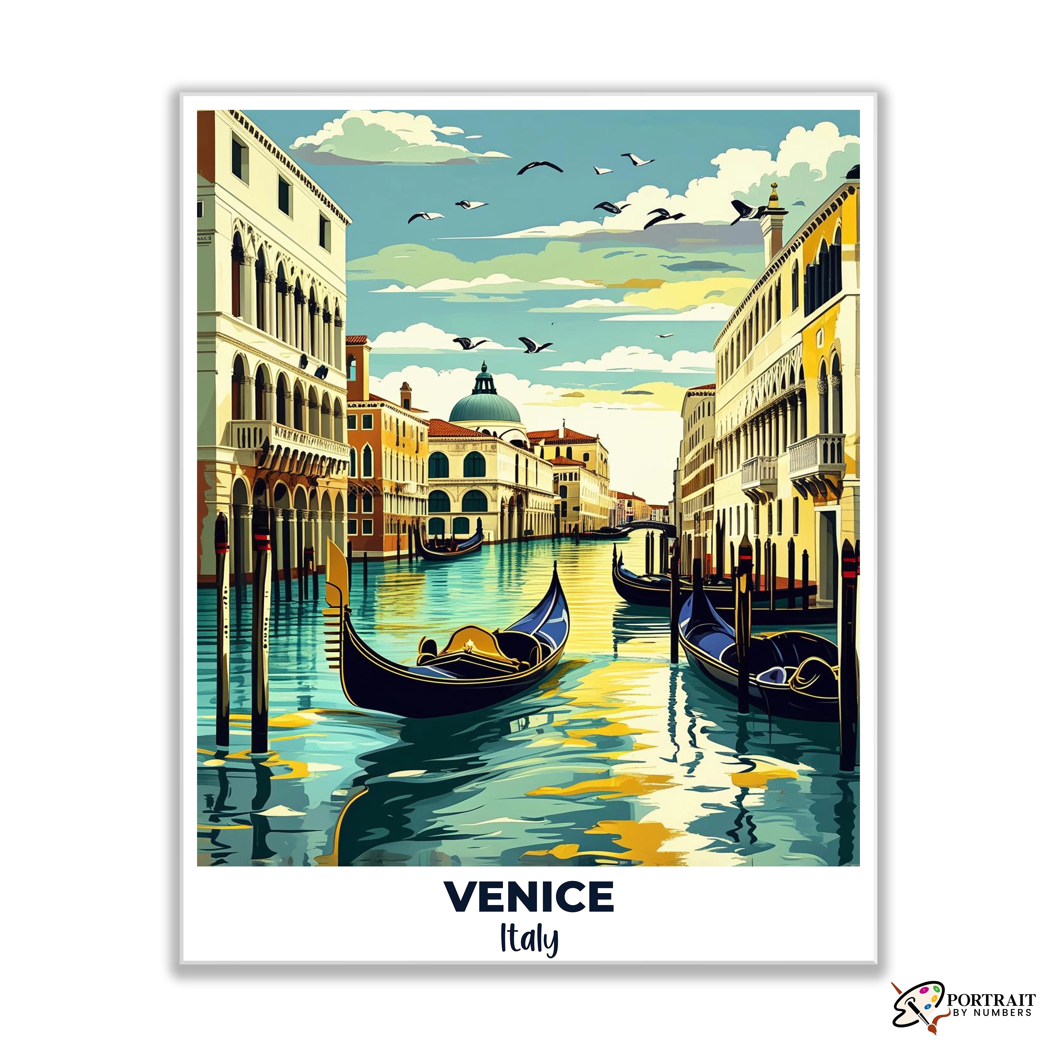 Venice Travel Poster -  Paint by Numbers Kit for Adults -  Portrait By Numbers