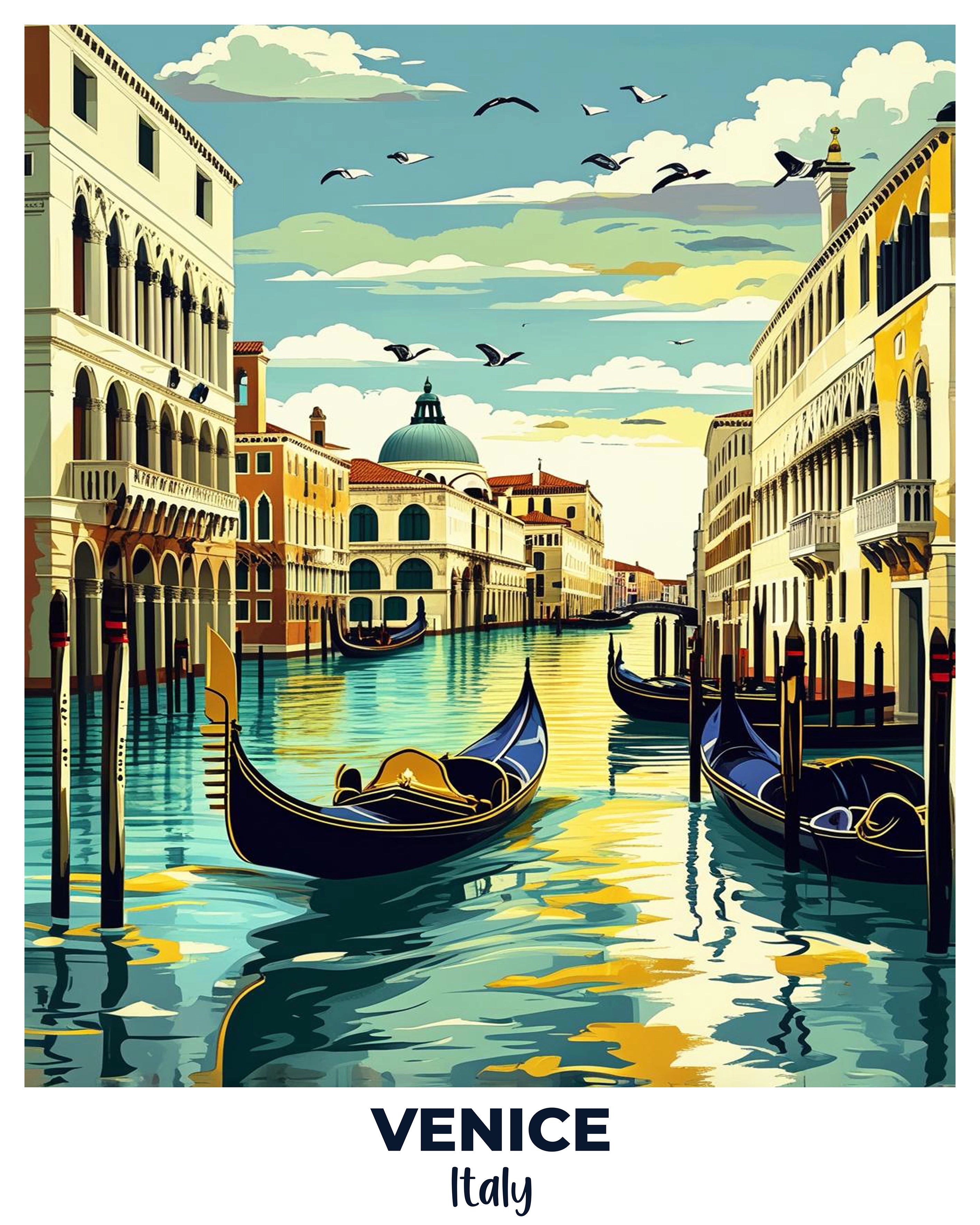 Venice Travel Poster -  Paint by Numbers Kit for Adults -  Portrait By Numbers