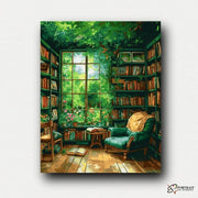 Verdant Book Nook -  Paint by Numbers Kit for Adults -  Portrait By Numbers
