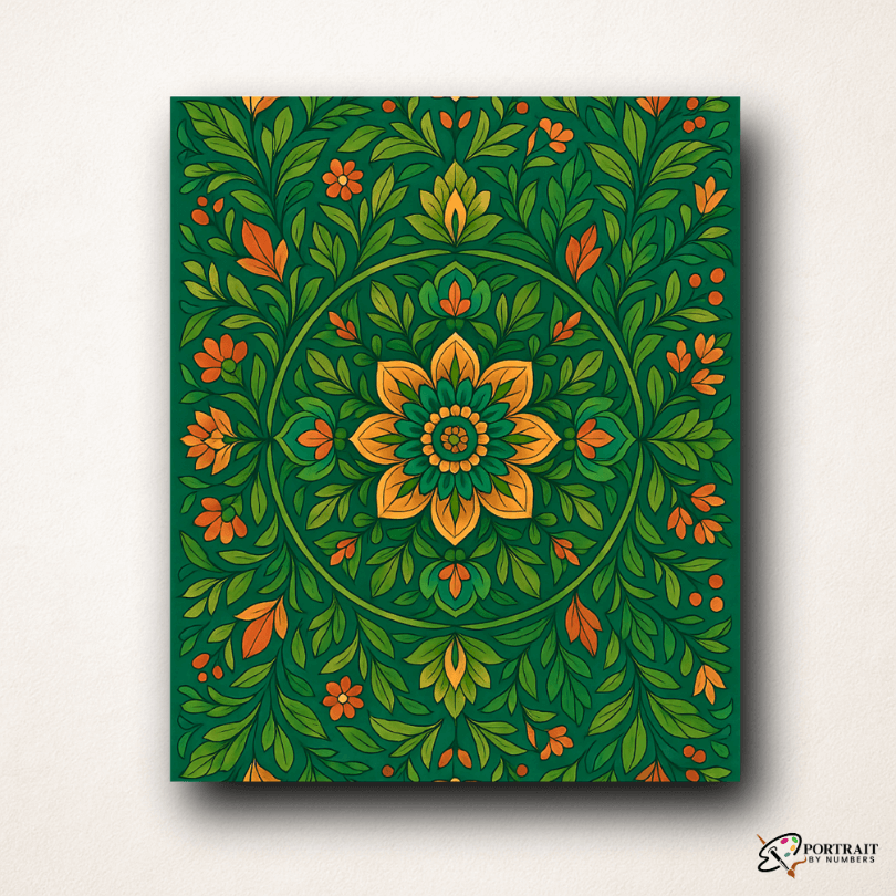 Verdant Charm (Mandala) -  Paint by numbers Kit -  Portrait By Numbers