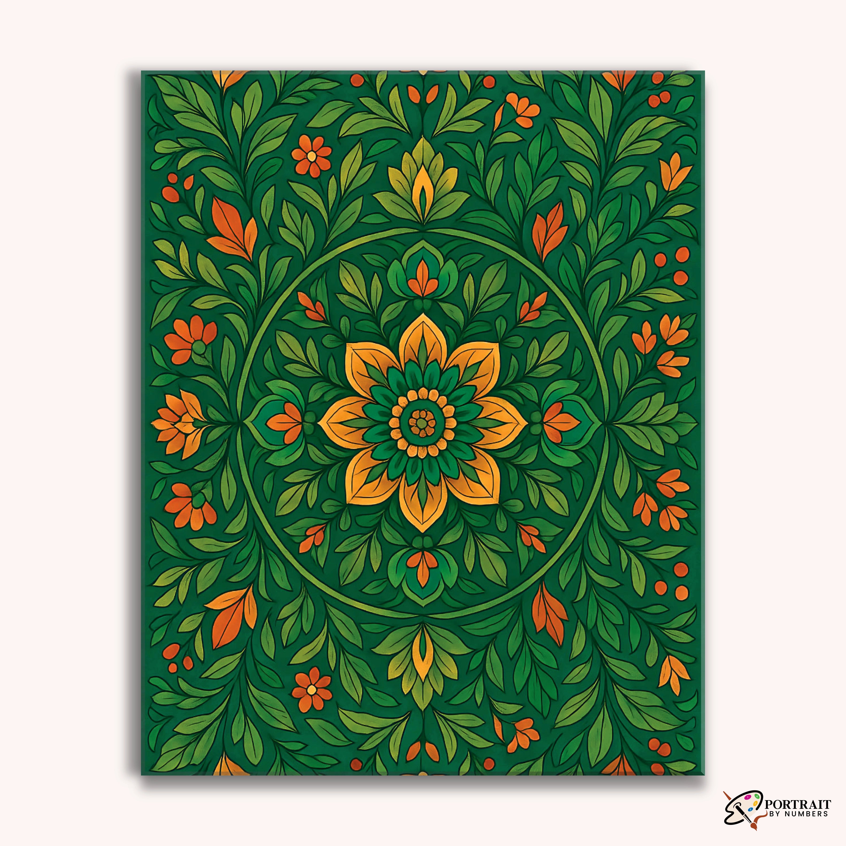 Verdant Charm (Mandala) -  Paint by Numbers Kit for Adults -  Portrait By Numbers