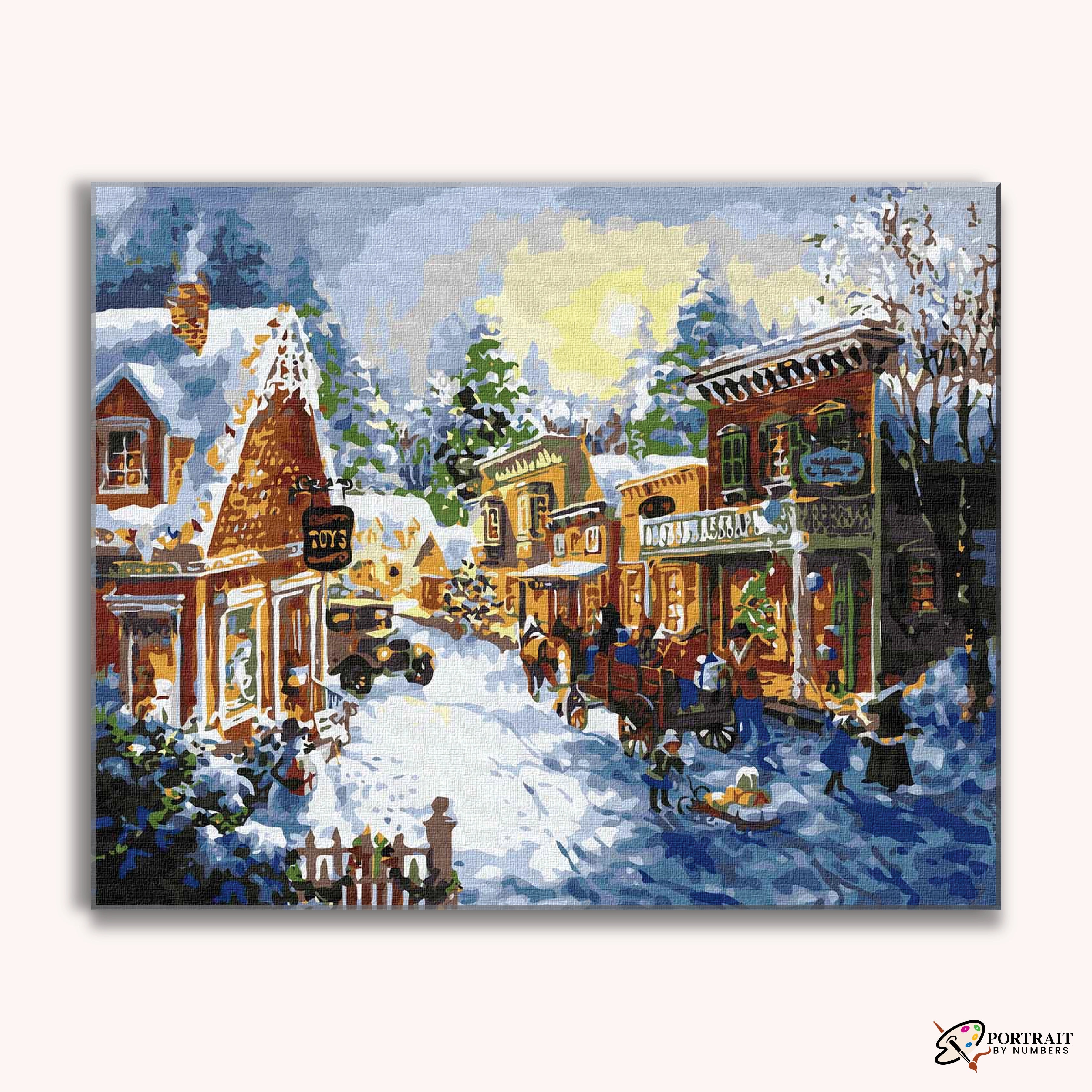 Vintage Christmas Village -  Paint by Numbers Kit for Adults -  Portrait By Numbers
