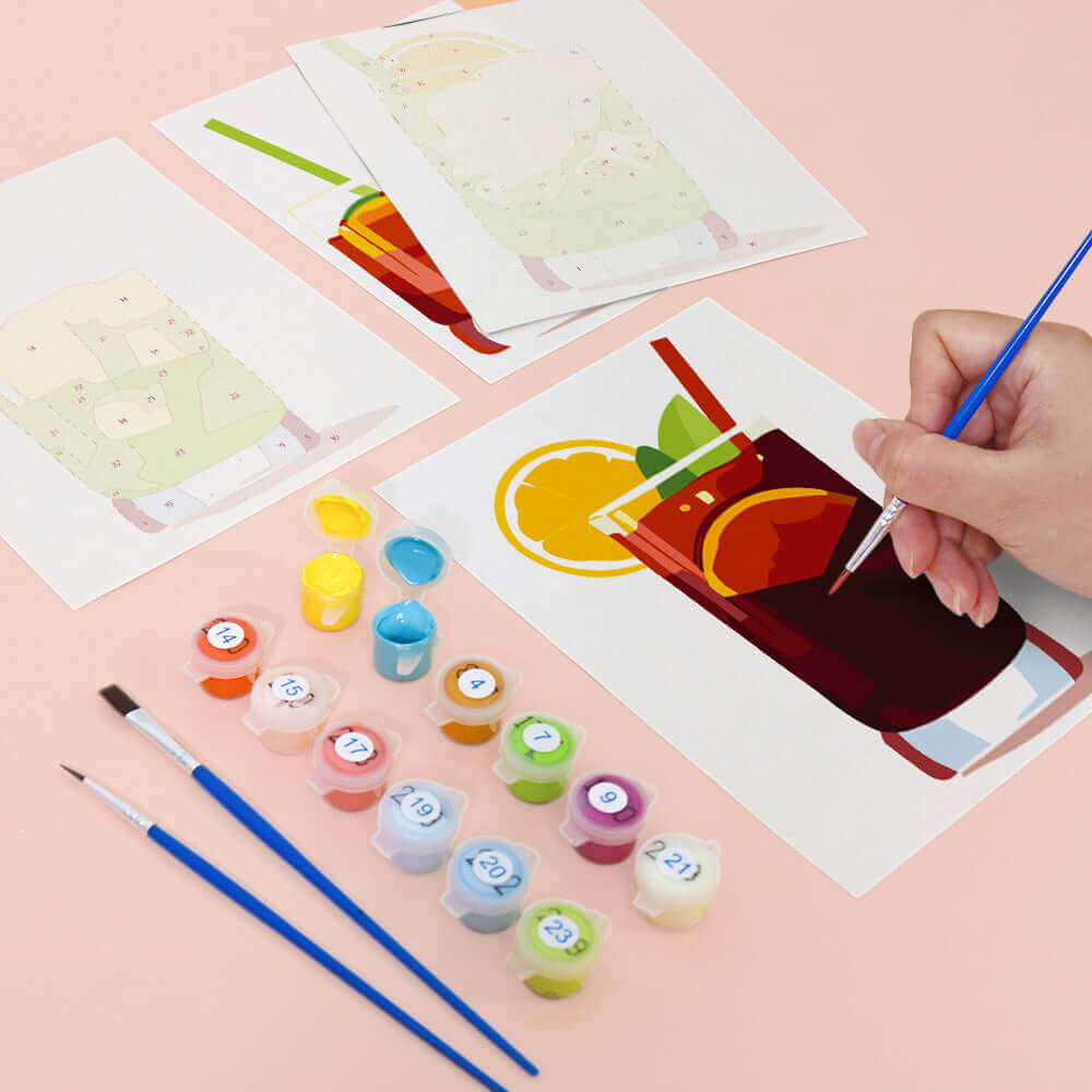 Vivid Pours (Set of 6) -  Paint by Numbers Kit for Adults -  Portrait By Numbers