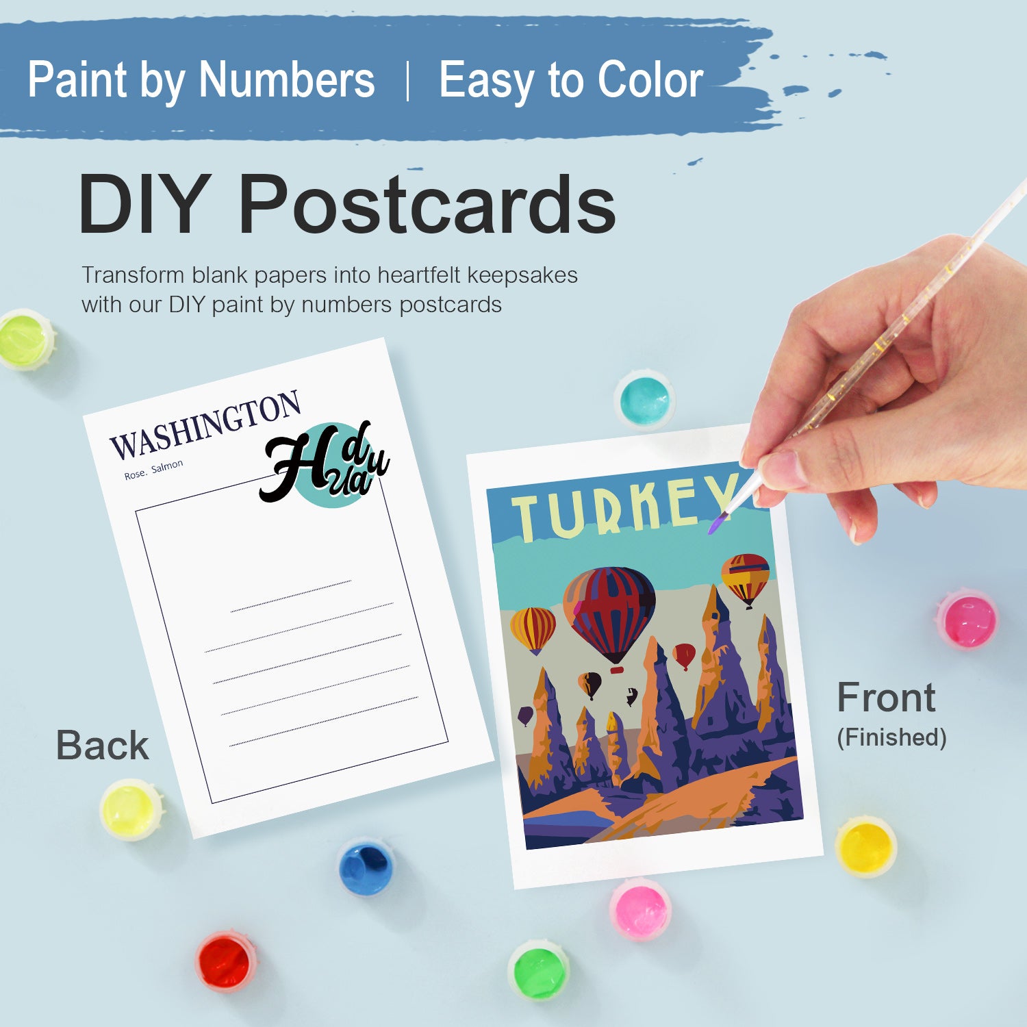 Wanderlust Travel Poster Cards Set -  Paint by Numbers Kit for Adults -  Portrait By Numbers