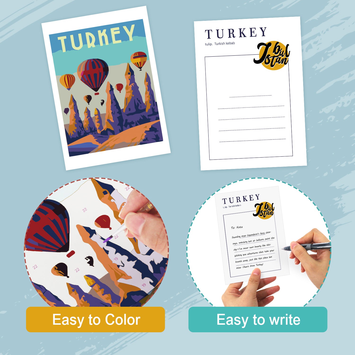 Wanderlust Travel Poster Cards Set -  Paint by Numbers Kit for Adults -  Portrait By Numbers