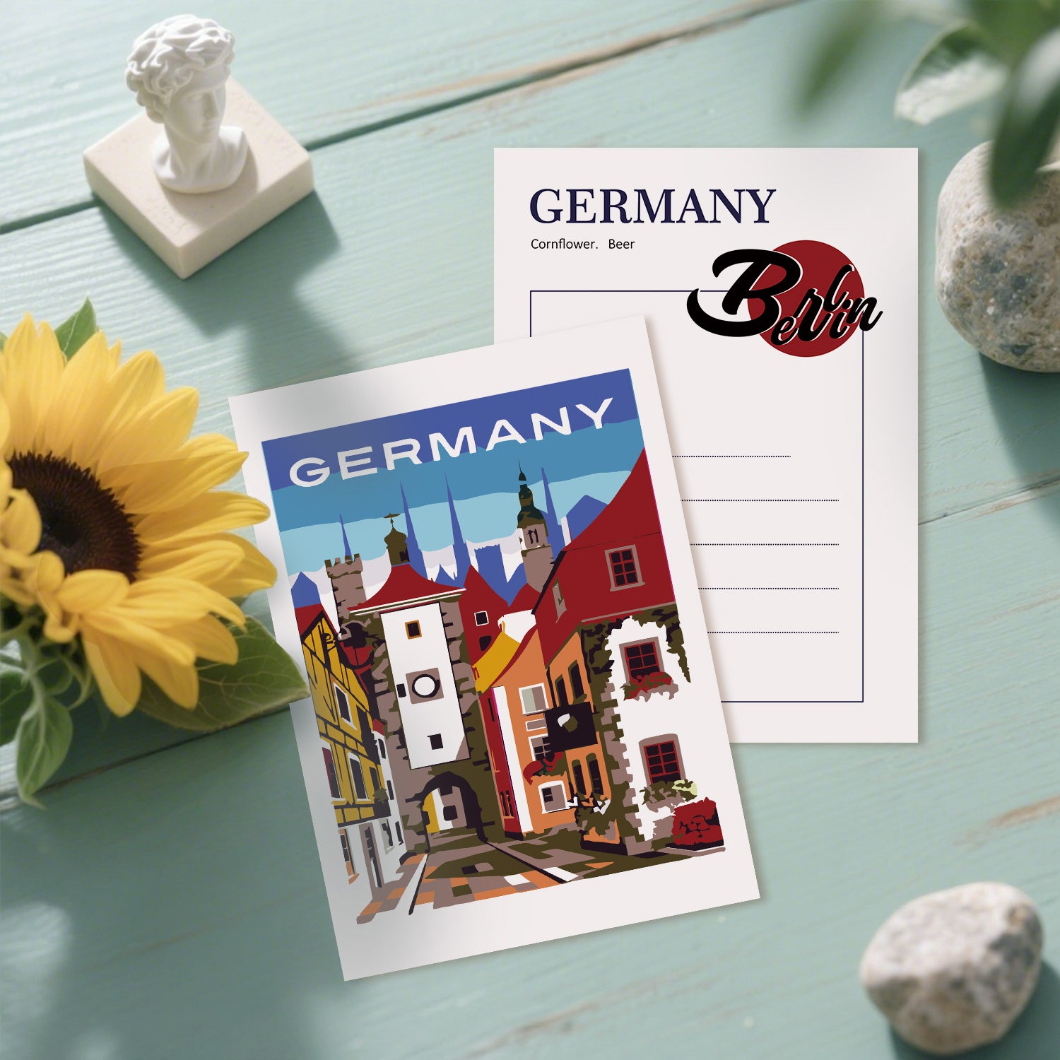 Wanderlust Travel Poster Cards Set -  Paint by Numbers Kit for Adults -  Portrait By Numbers