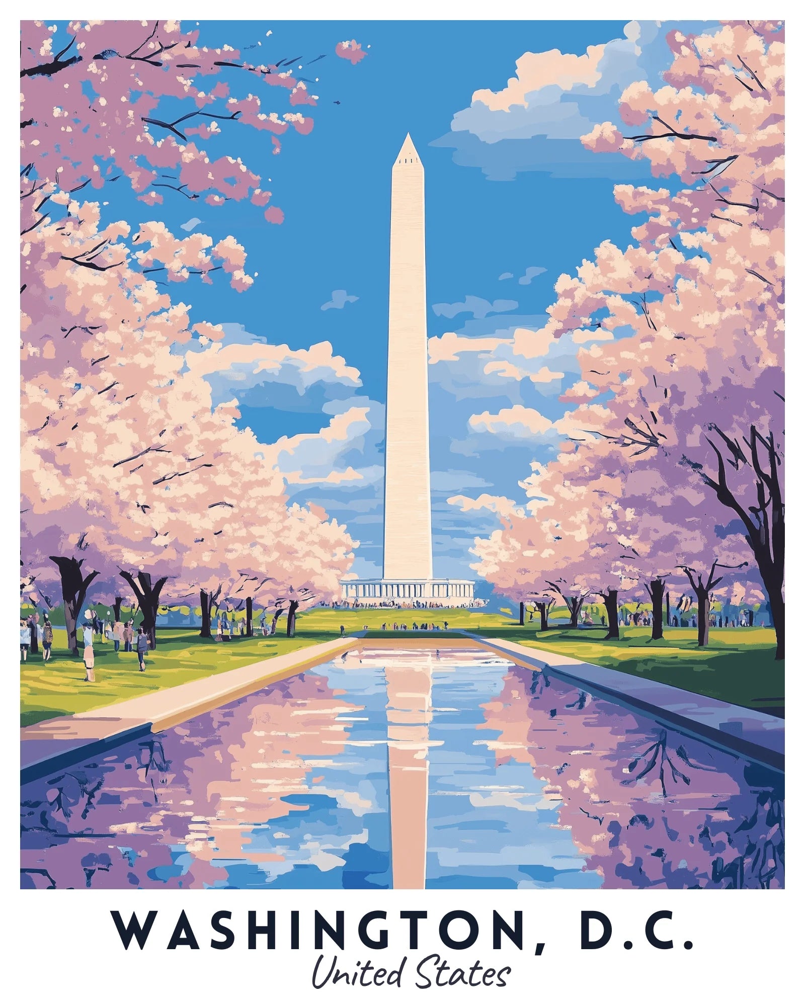 Washington D.C. - Travel Poster -  Paint by Numbers Kit for Adults -  Portrait By Numbers