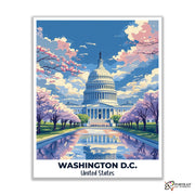 Washington D.C. - Travel Poster -  Paint by Numbers Kit for Adults -  Portrait By Numbers