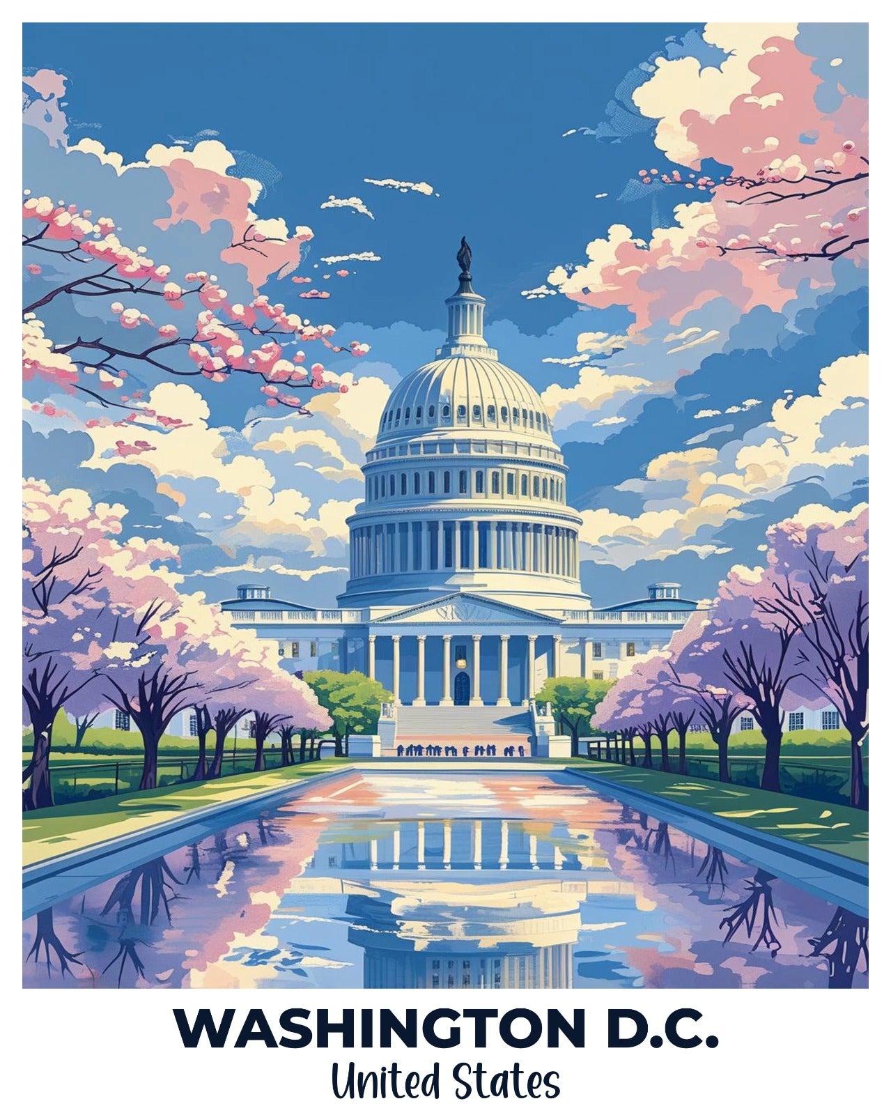 Washington D.C. - Travel Poster -  Paint by Numbers Kit for Adults -  Portrait By Numbers