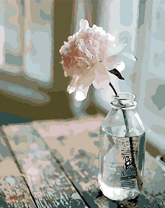White Flowers -  Paint by numbers -  Portrait By Numbers