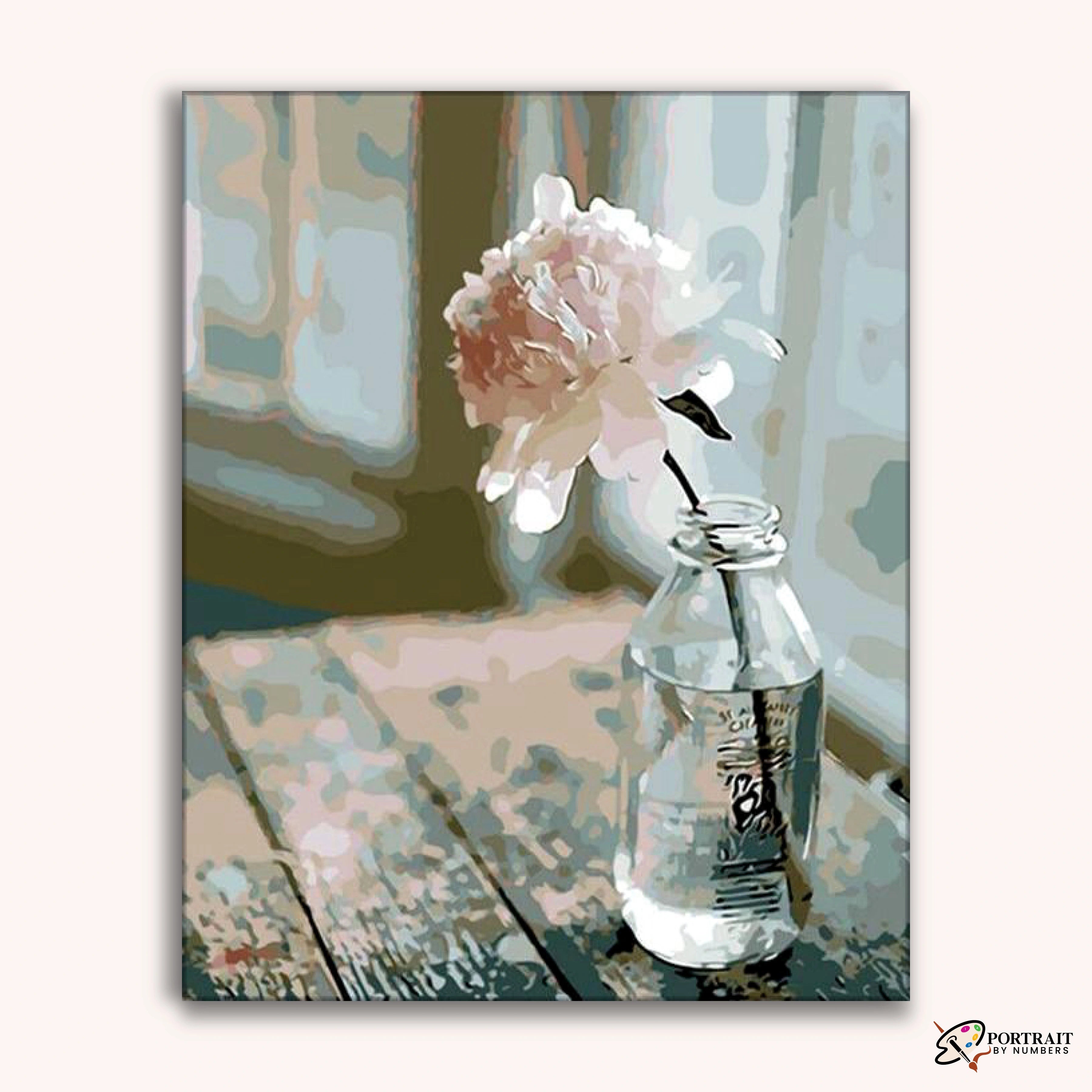 White Flowers -  Paint by Numbers Kit for Adults -  Portrait By Numbers