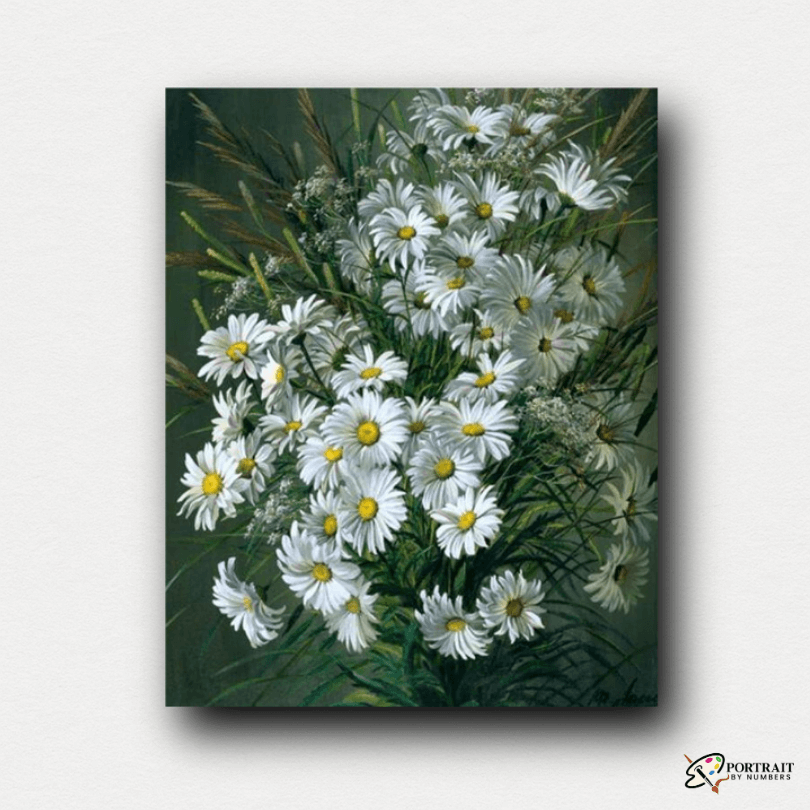 Daisies Painting | White Daisies Painting | Portrait By Numbers