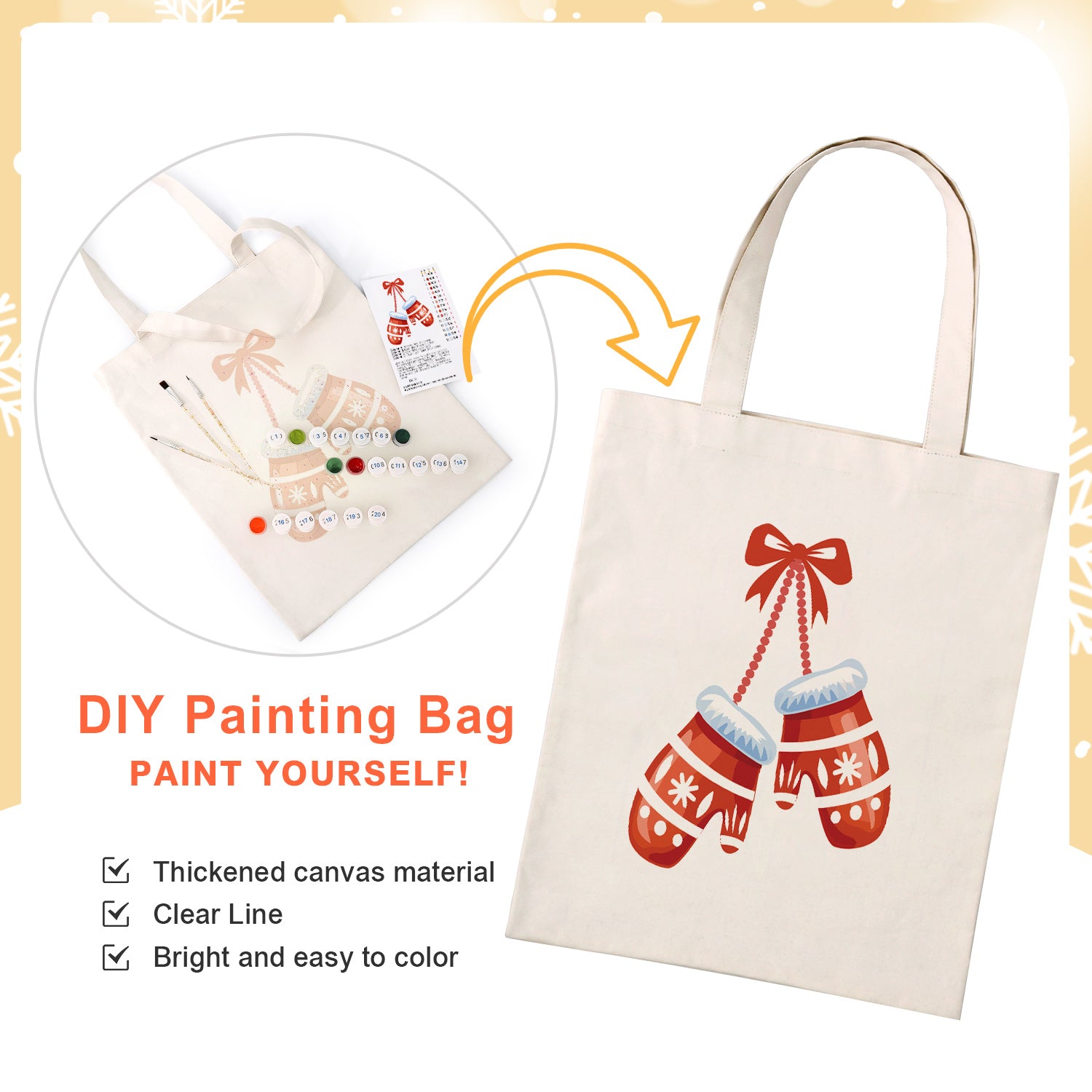 Winter Mittens Bag -  Paint by Numbers Kit for Adults -  Portrait By Numbers