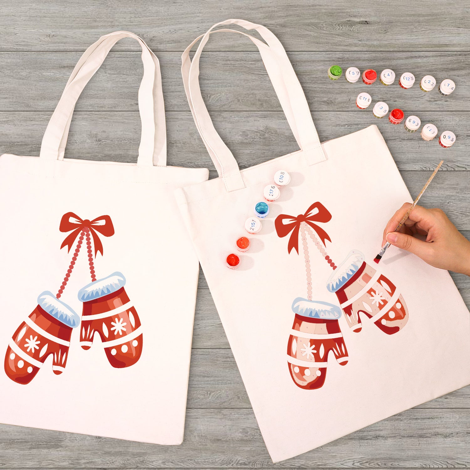 Winter Mittens Bag -  Paint by Numbers Kit for Adults -  Portrait By Numbers