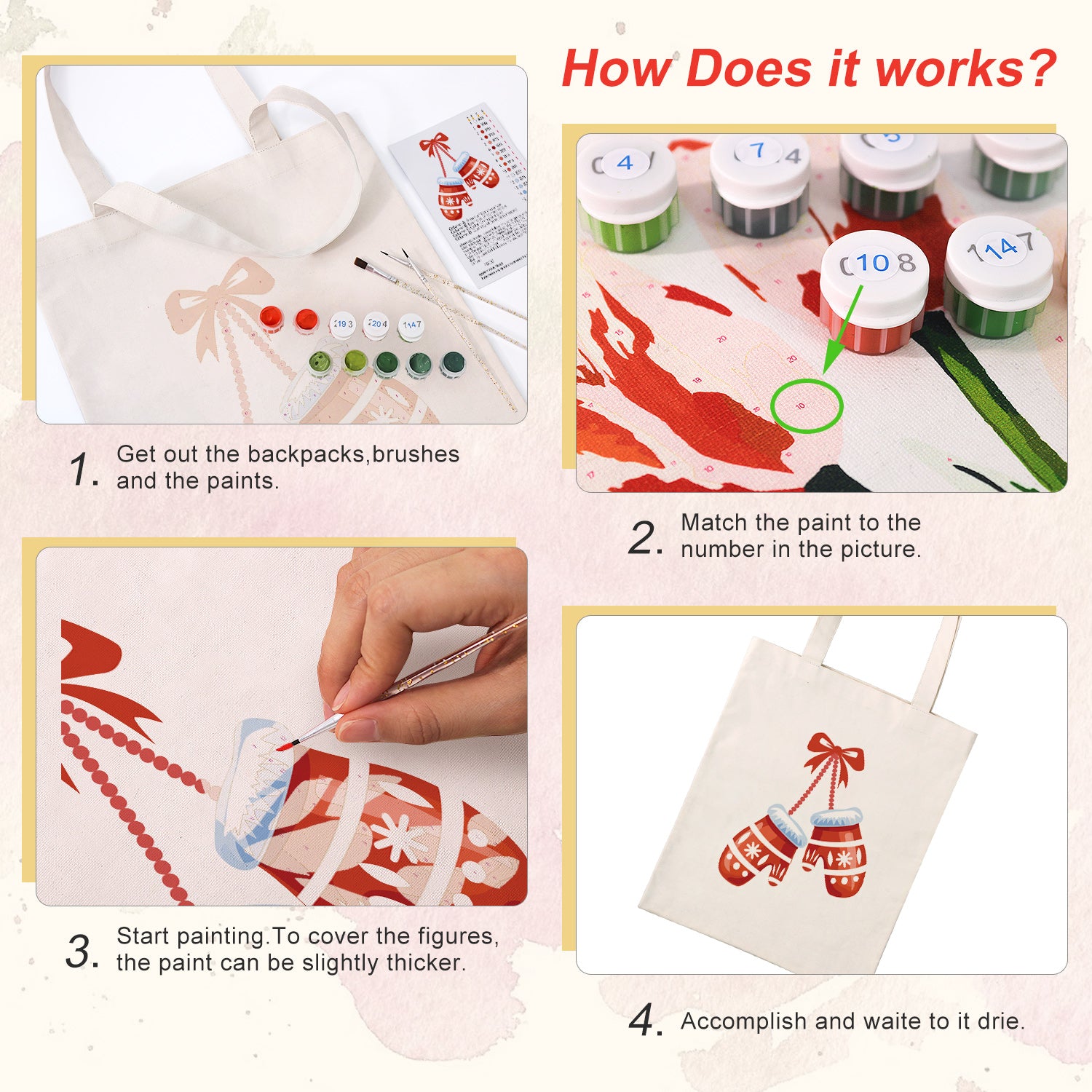 Winter Mittens Bag -  Paint by Numbers Kit for Adults -  Portrait By Numbers