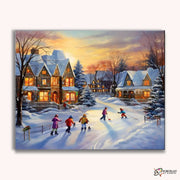 Winter Skating Village -  Paint by Numbers Kit for Adults -  Portrait By Numbers