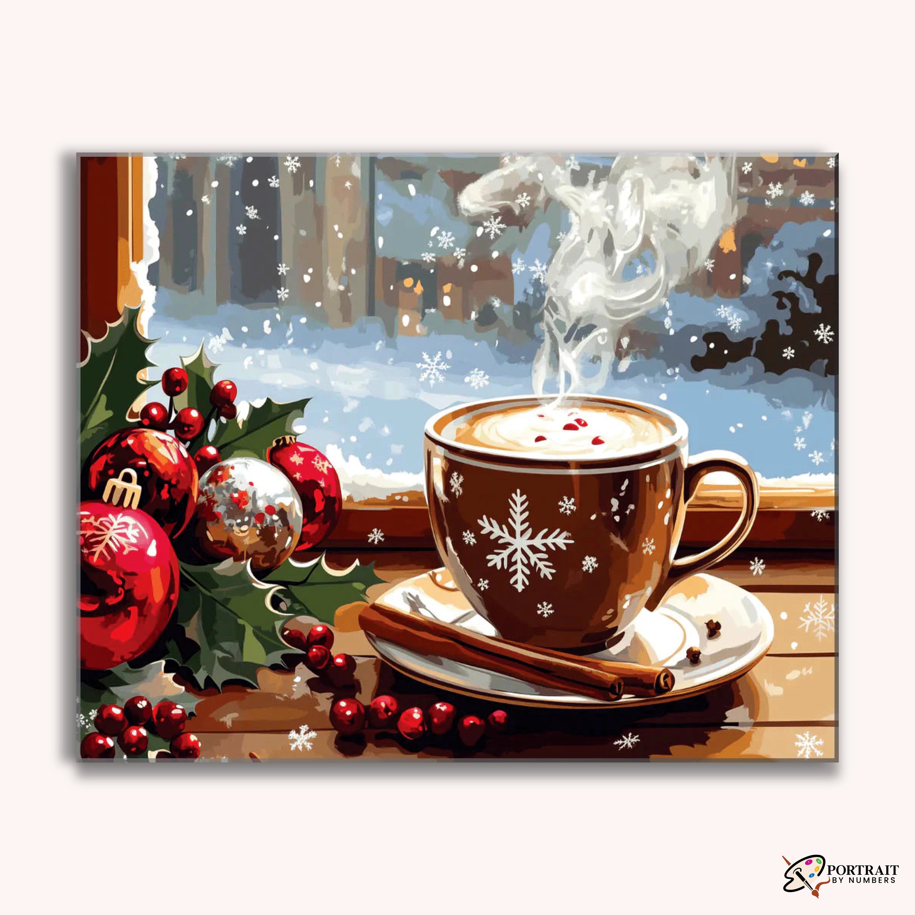 Winter Window Coffee Cozy -  Paint by Numbers Kit for Adults -  Portrait By Numbers