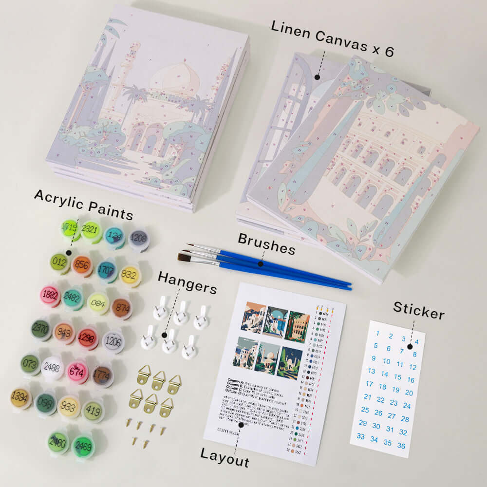 Wonderscape Minis (Set of 6) -  Paint by numbers Kit -  Portrait By Numbers