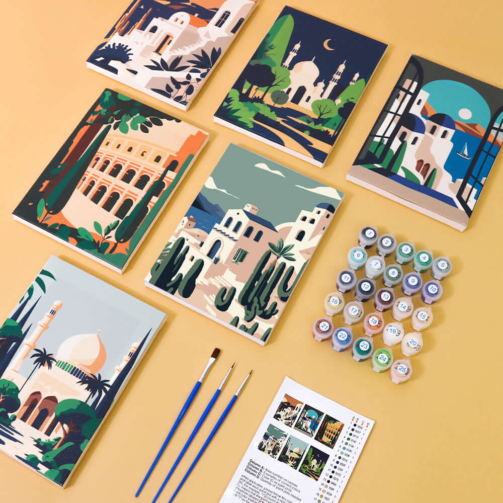 Wonderscape Minis (Set of 6) -  Paint by numbers Kit -  Portrait By Numbers