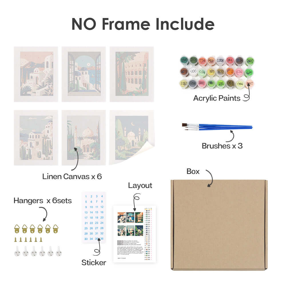 Wonderscape Minis (Set of 6) -  Paint by numbers Kit -  Portrait By Numbers
