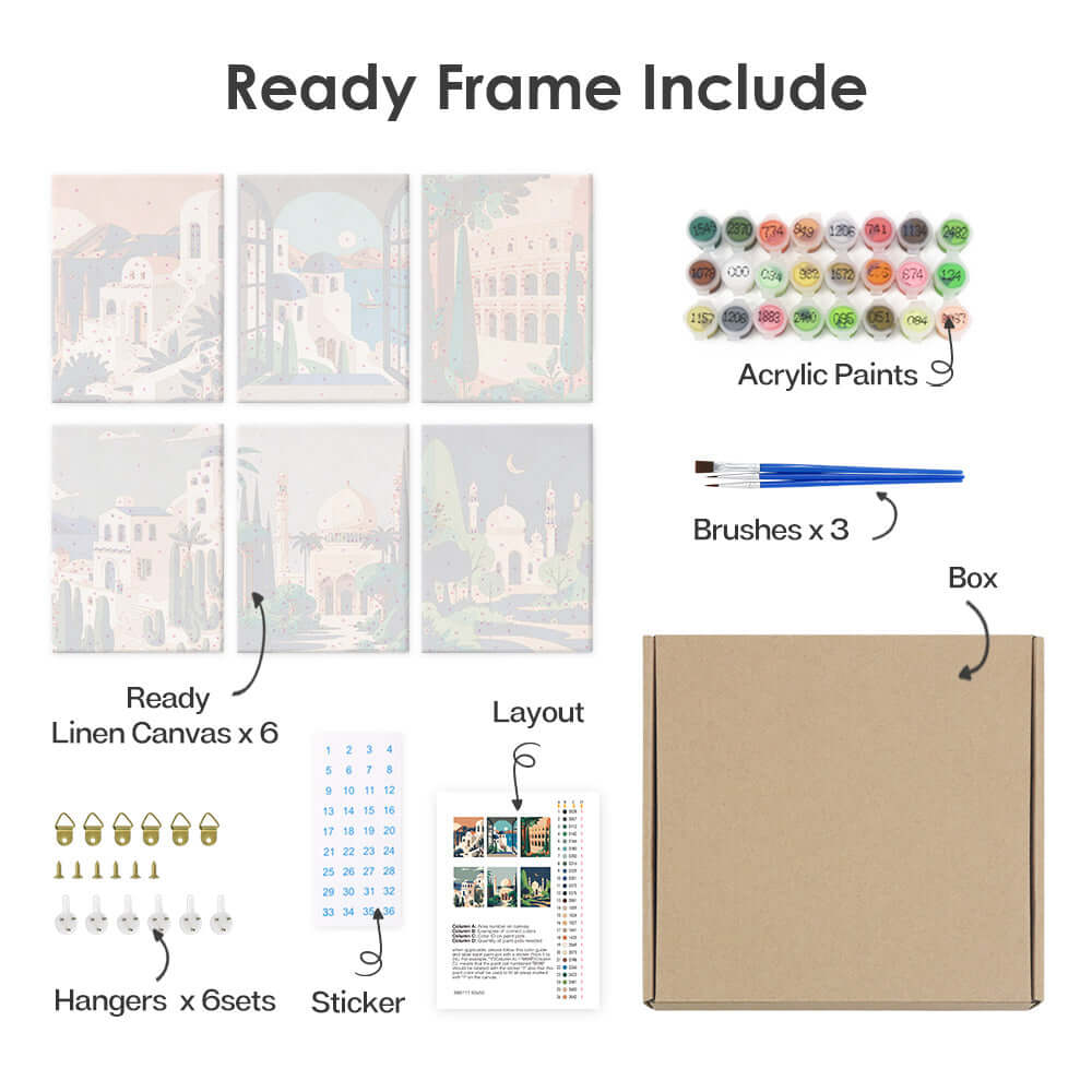 Wonderscape Minis (Set of 6) -  Paint by numbers Kit -  Portrait By Numbers