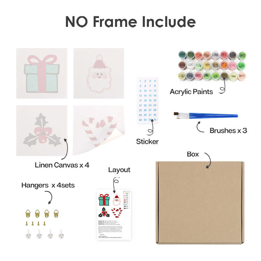 Yuletide Quads (Set of 4) -  Paint by numbers Kit -  Portrait By Numbers