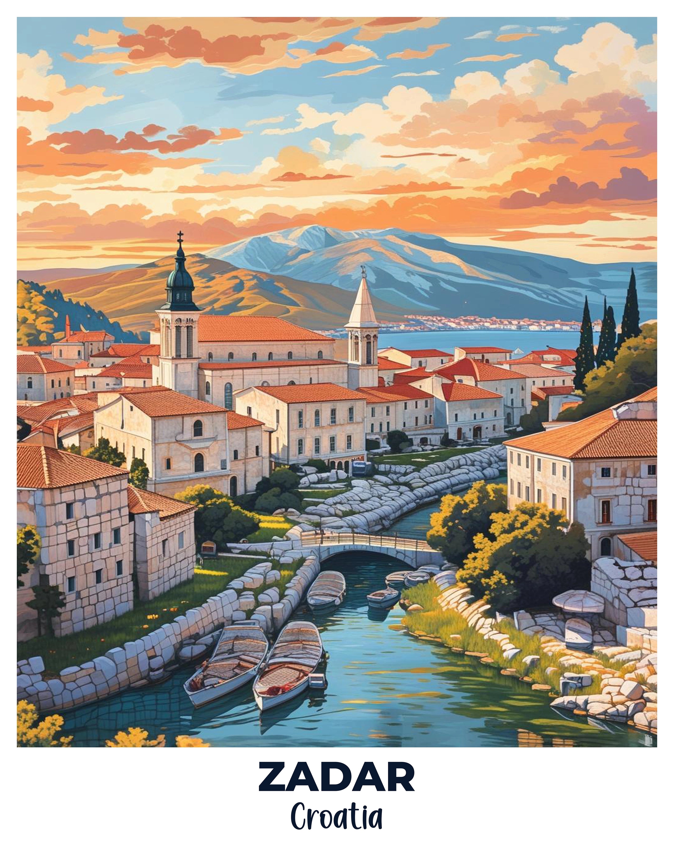 Zadar Travel Poster -  Paint by Numbers Kit for Adults -  Portrait By Numbers