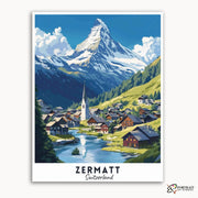 Zermatt Travel Poster -  Paint by Numbers Kit for Adults -  Portrait By Numbers