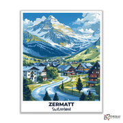 Zermatt Travel Poster -  Paint by Numbers Kit for Adults -  Portrait By Numbers