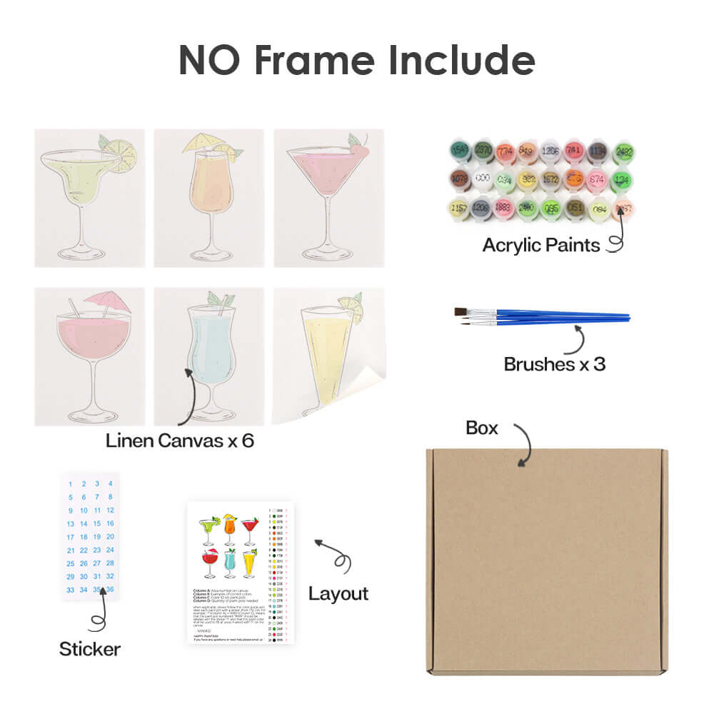 Cocktail Art Poster | Mini Canvas Poster | Portrait By Numbers