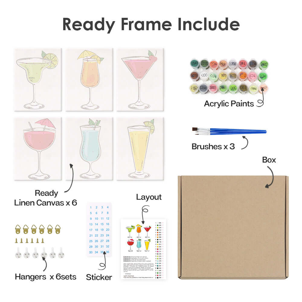 Cocktail Art Poster | Mini Canvas Poster | Portrait By Numbers