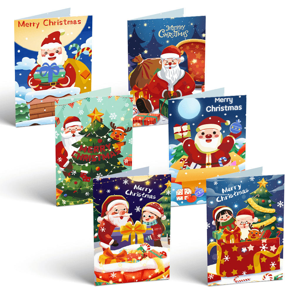 Santa Greeting Cards | Christmas Card Set | Portrait By Numbers
