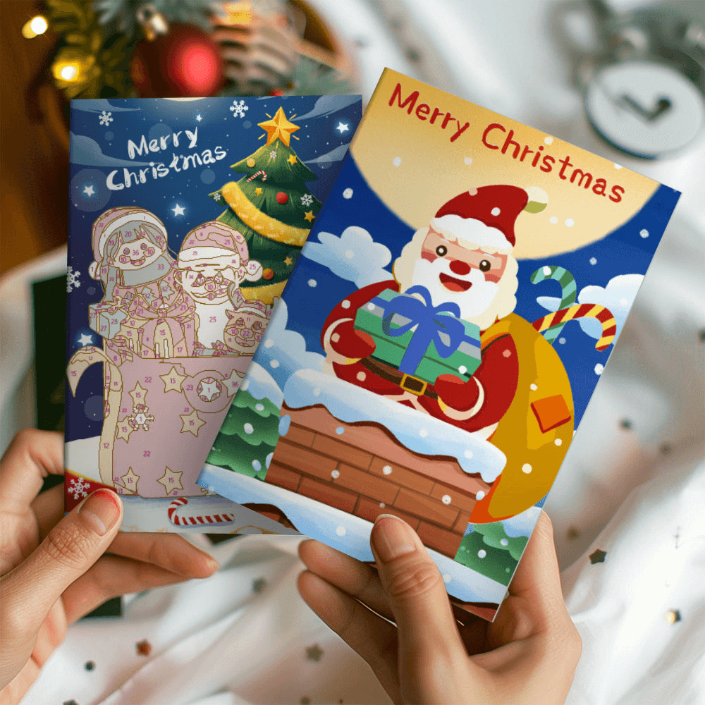 Santa Greeting Cards | Christmas Card Set | Portrait By Numbers